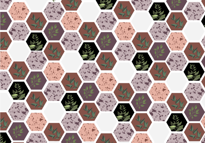 Hexagonaal bladpatroon vinyl tapijt natuur - TenStickers