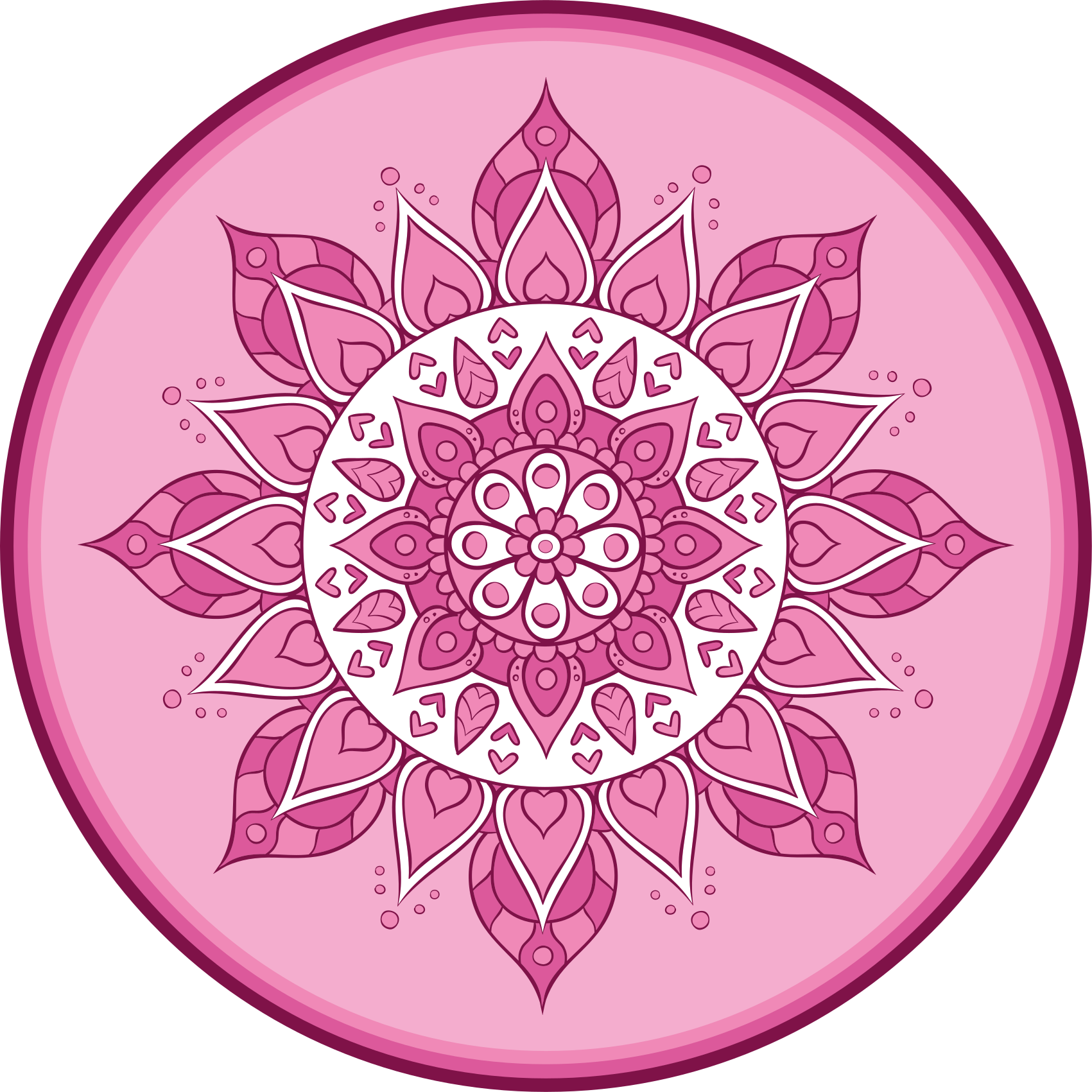 Roze bloemenmeditatie vinyl tapijt mandala - TenStickers