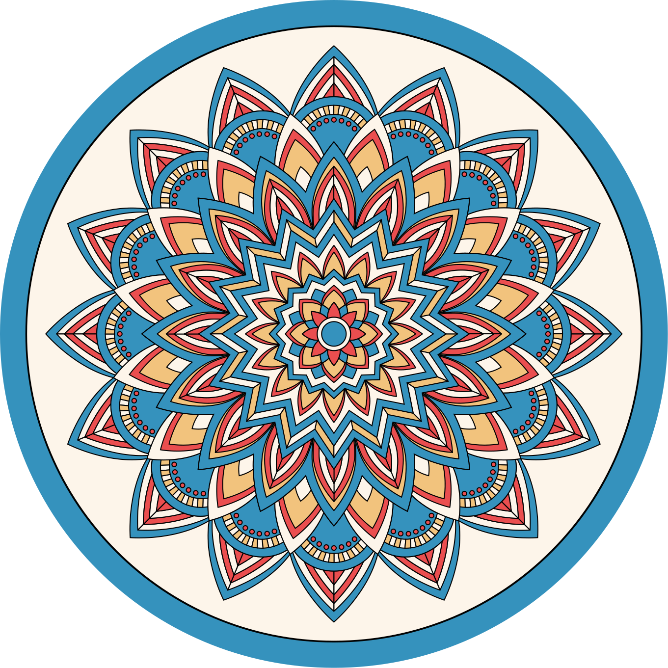 Levendige botanische opstelling vinyl tapijt mandala - TenStickers