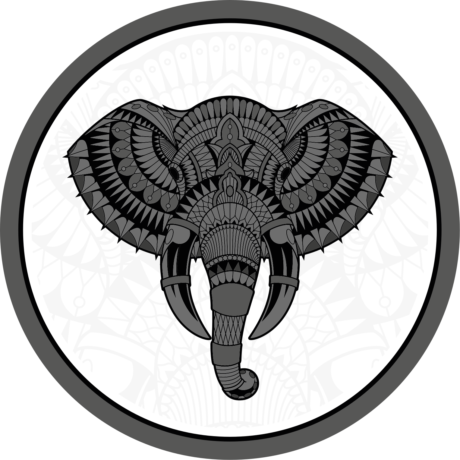 Olifant grijze mandala dieren vinyl tapijt - TenStickers