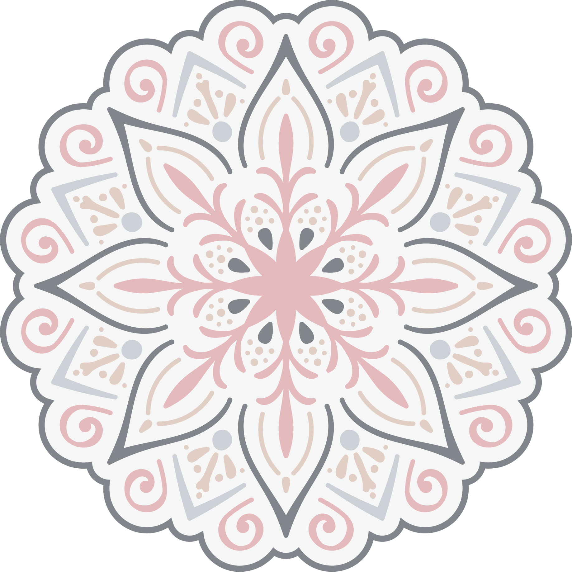 Sierlijk bloemenelement vinyl tapijt mandala - TenStickers