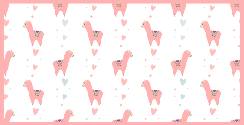 Lama liefdespatroon vinyl tapijt baby - TenStickers