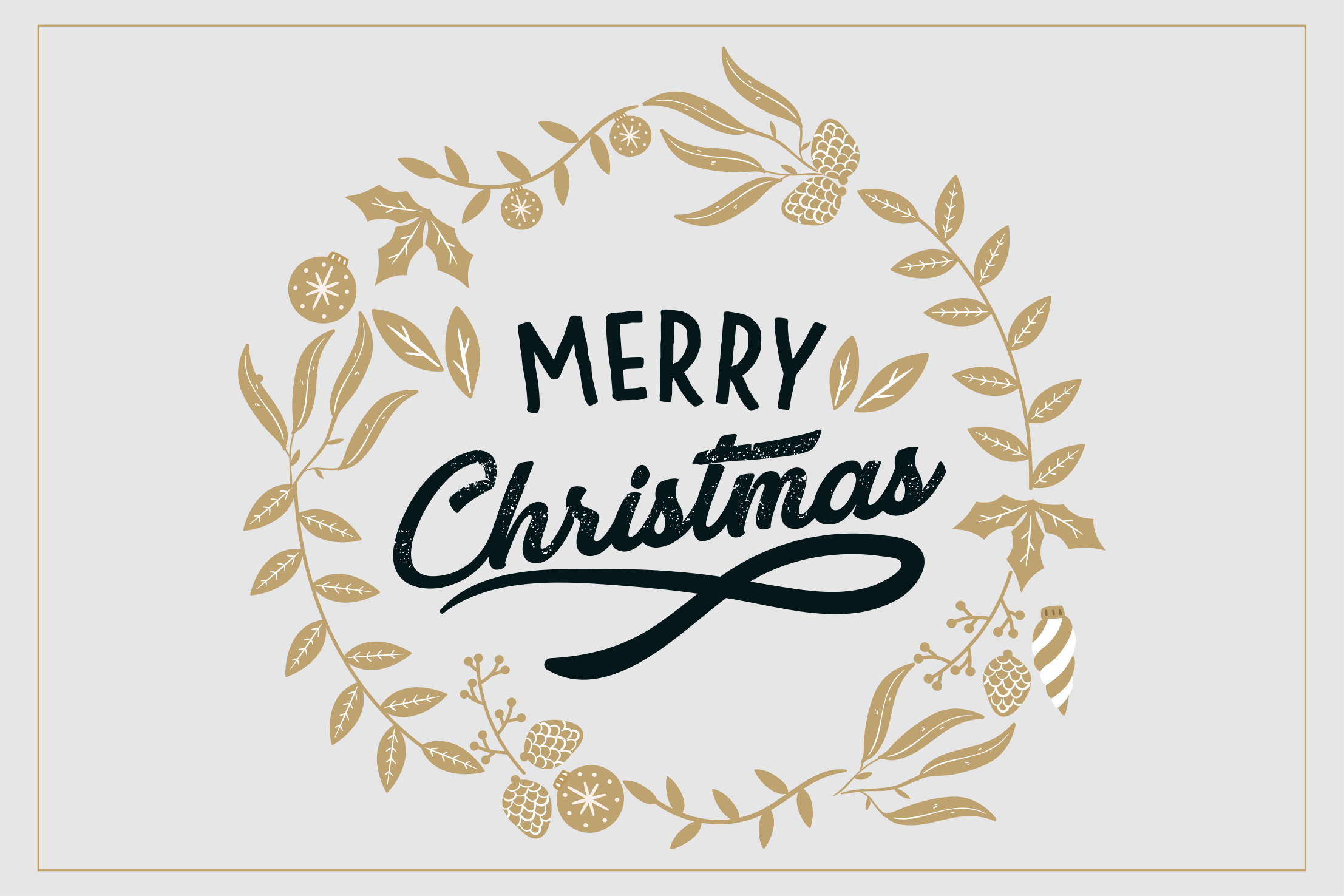 Vrolijke gouden groet vinyl tapijt kerstmis - TenStickers