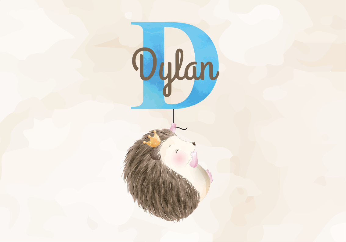 Schattige egel initiaal vinyl tapijt met naam - TenStickers