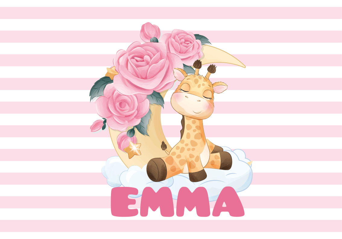 Op maat gemaakte vrolijke giraffe vinyl tapijt baby - TenStickers