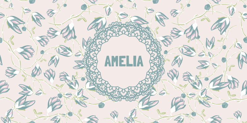 Bloemmotief met naam vinyl tapijt slaapkamer - TenStickers