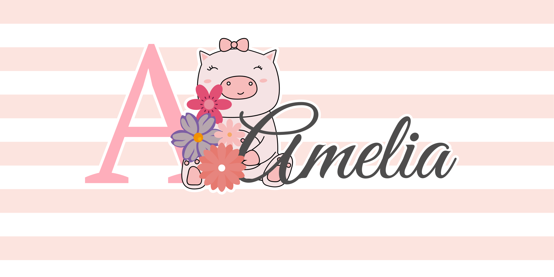 Schattige varken illustratie vinyl tapijt met naam - TenStickers