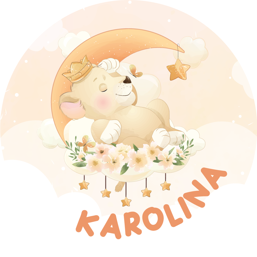 Slaperige leeuw vinyl tapijt met naam - TenStickers