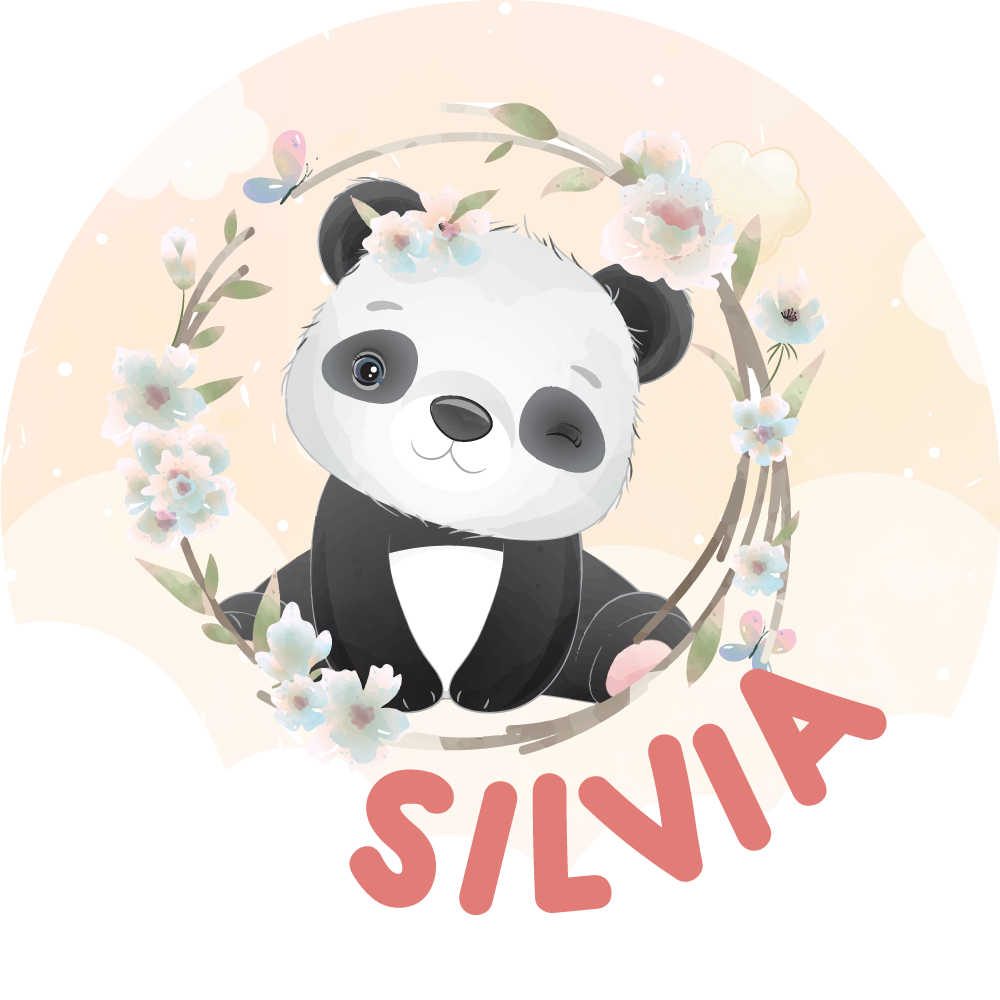 Vinyl tapijt met naam schattige panda kunst - TenStickers