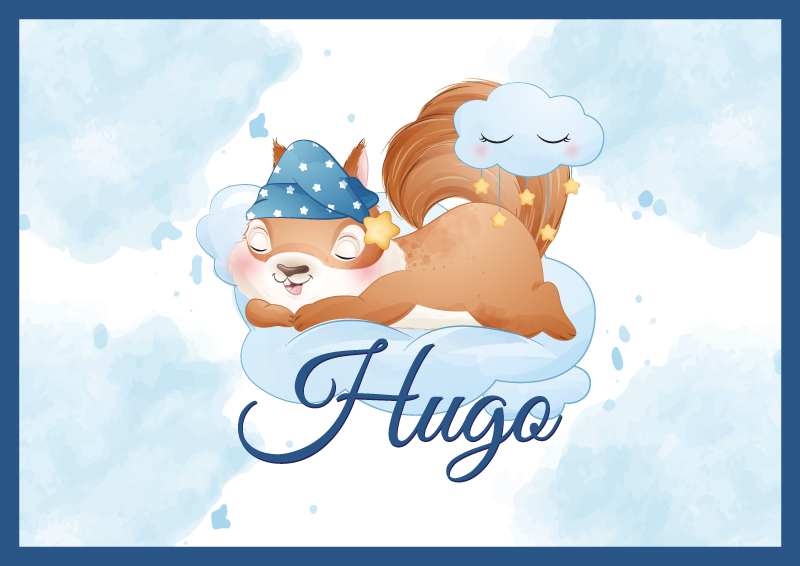 Schattige eekhoorn dromen vinyl tapijt met naam - TenStickers