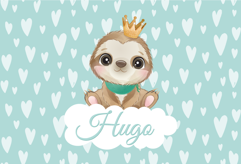 Babyluiaard met naam vinyl tapijt baby - TenStickers