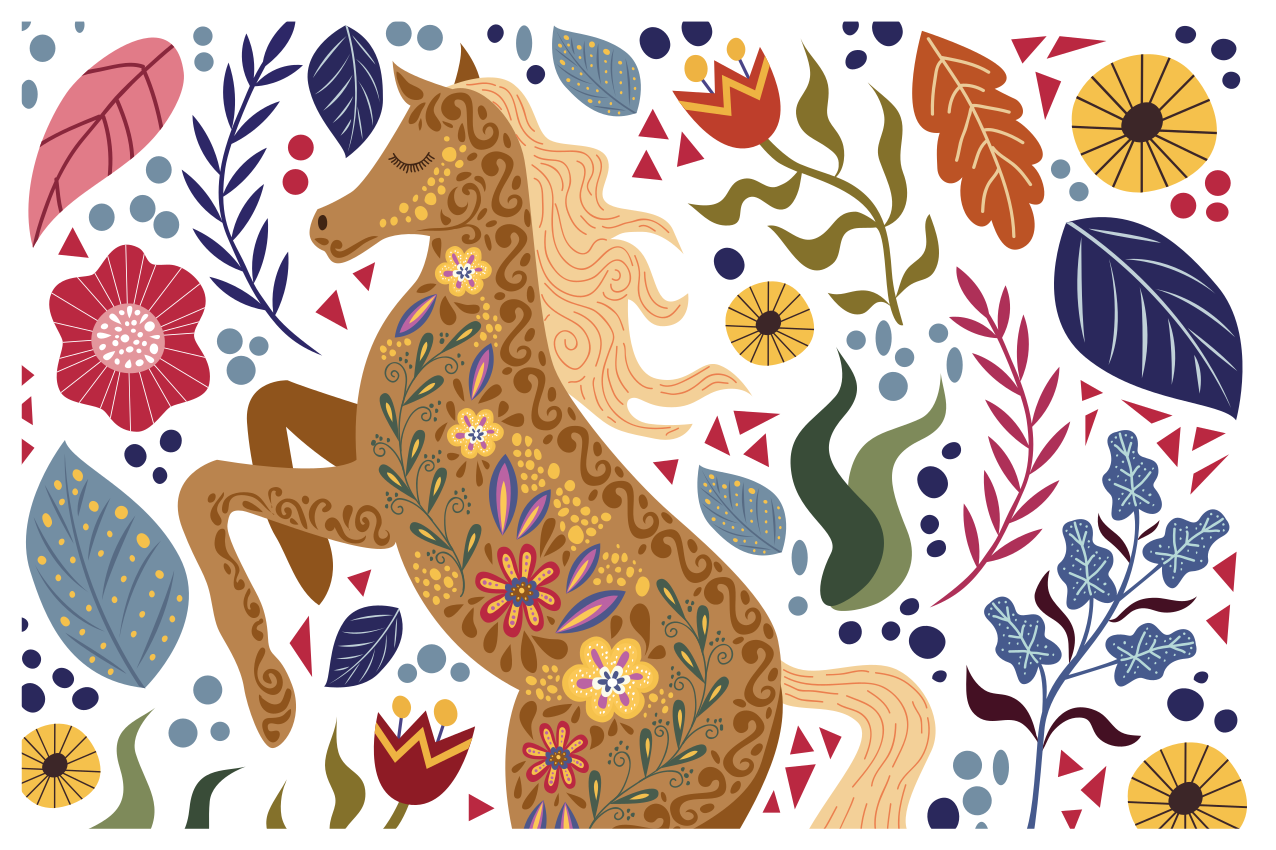 Majestueus paardenkunstwerk dieren vinyl tapijt - TenStickers