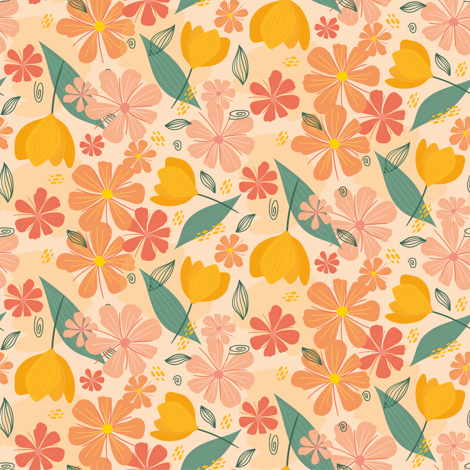 Vinyl tapijt bloemen en planten lente bloesems - TenStickers