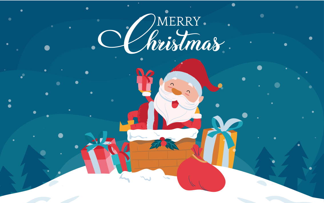 Vrolijke kerstsfeer vinyl tapijt kerstmis - TenStickers