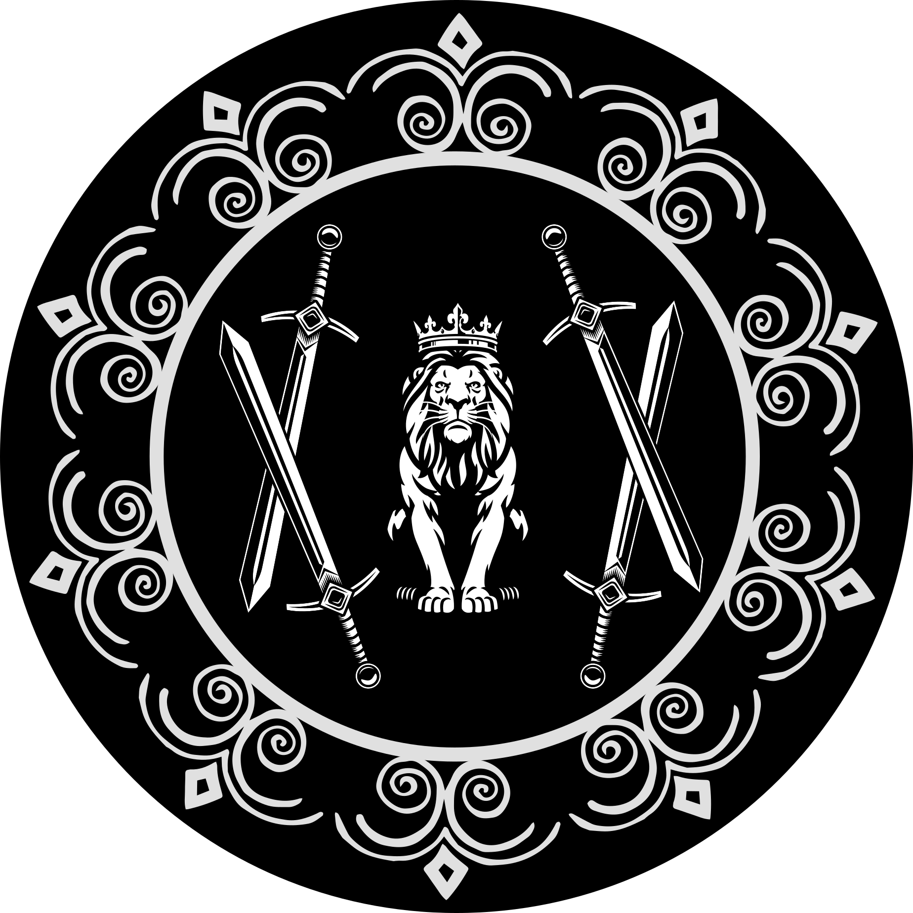 Majestueuze leeuw embleem vinyl vloerkleed rond - TenStickers