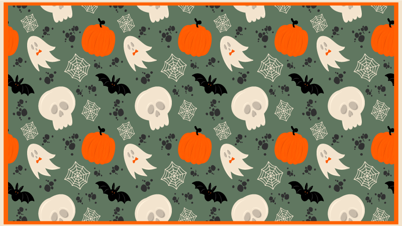Griezelig pompoenpatroon vinyl tapijt Halloween - TenStickers