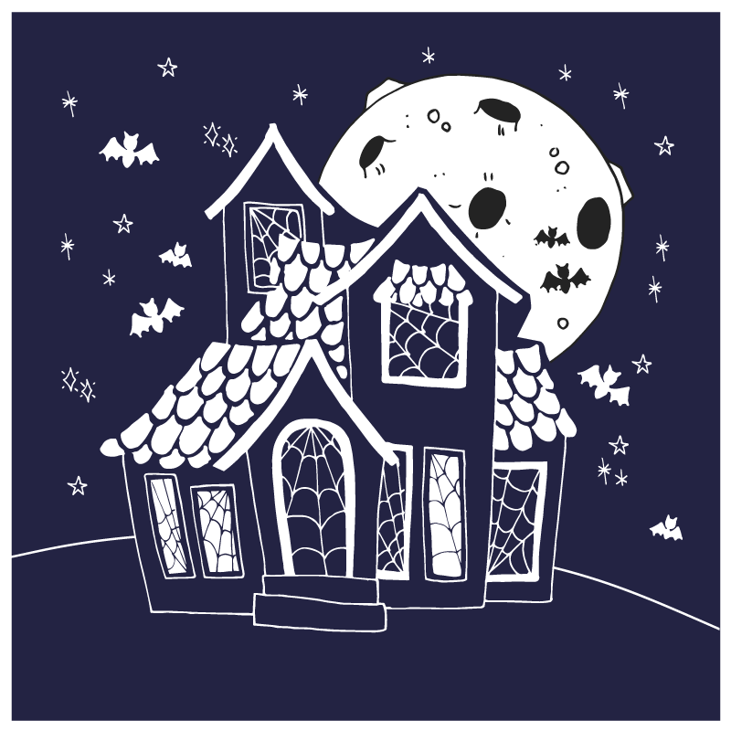 Griezelige landhuisomgeving vinyl tapijt Halloween - TenStickers