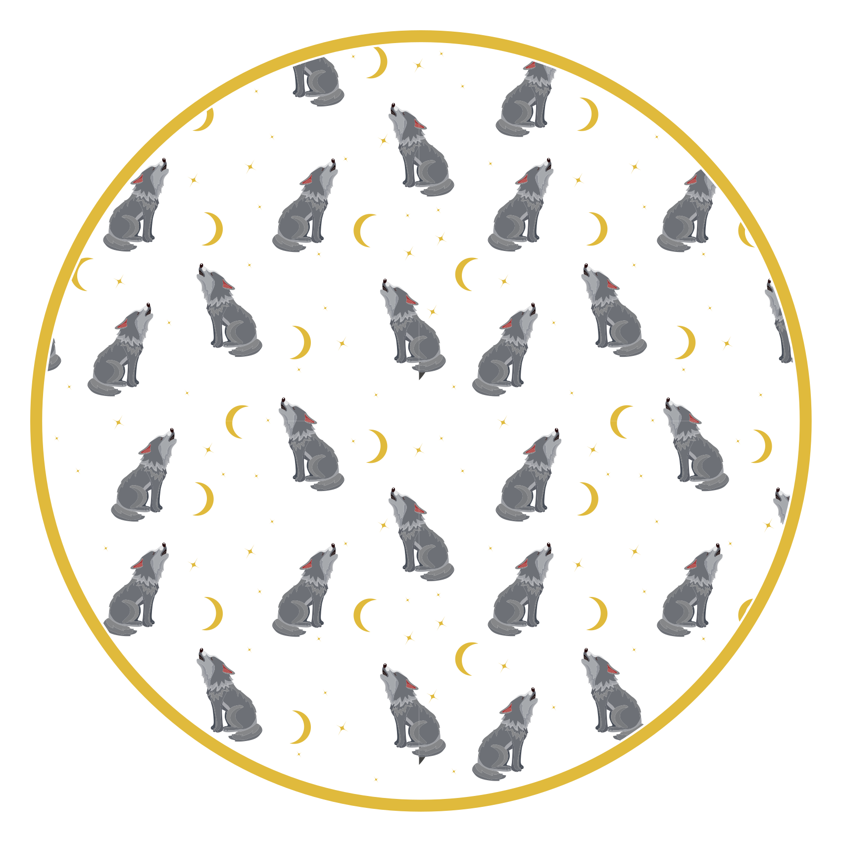 Wolf maan patroon vinyl tapijt dierenprint - TenStickers
