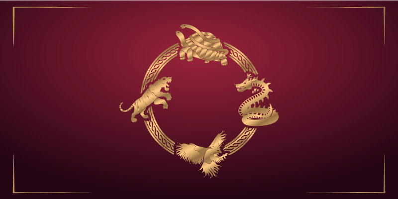 Gouden dierenriemcirkel etnisch vinyl tapijt - TenStickers