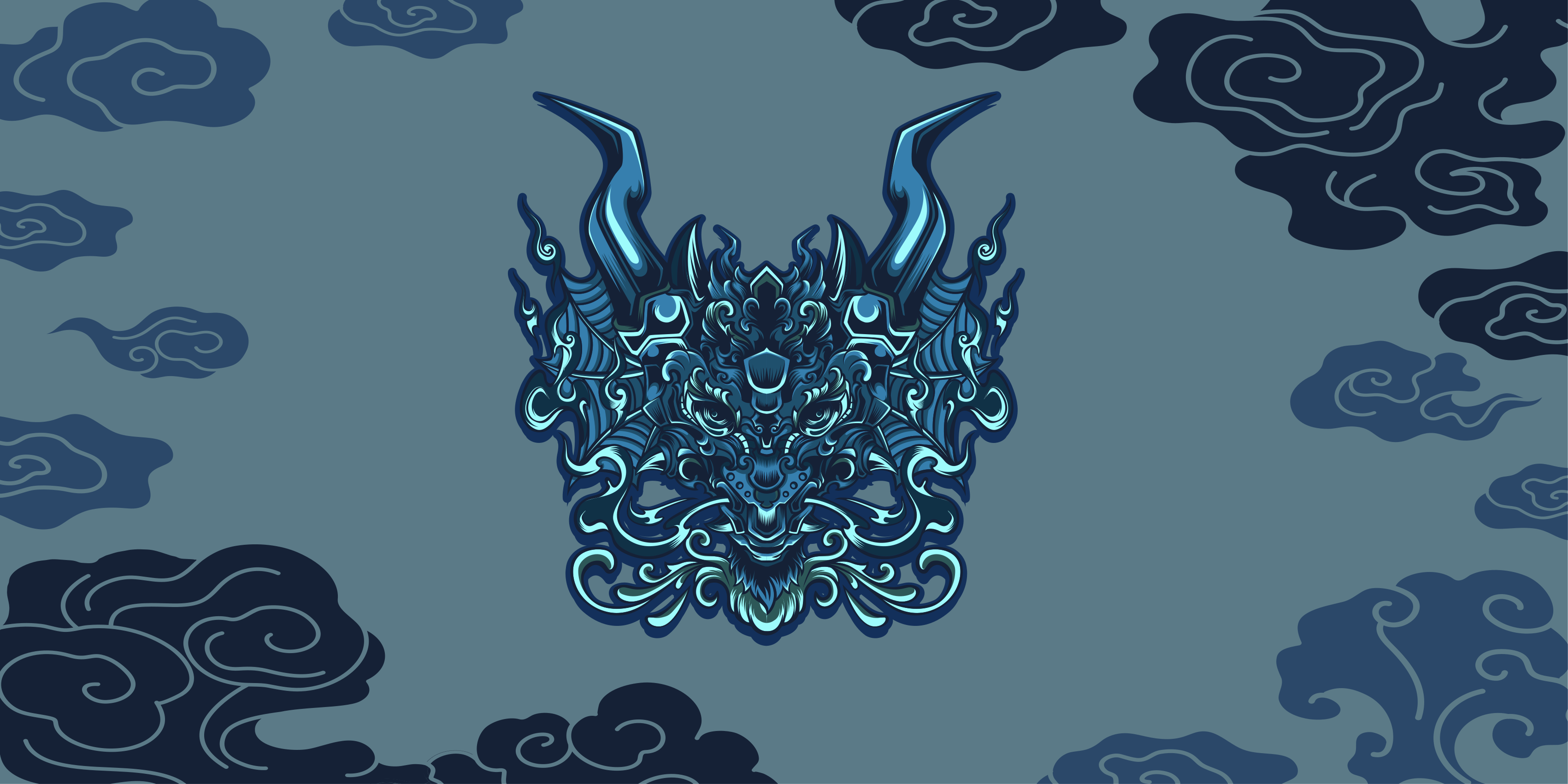 Grijs drakenmotief etnisch vinyl tapijt - TenStickers