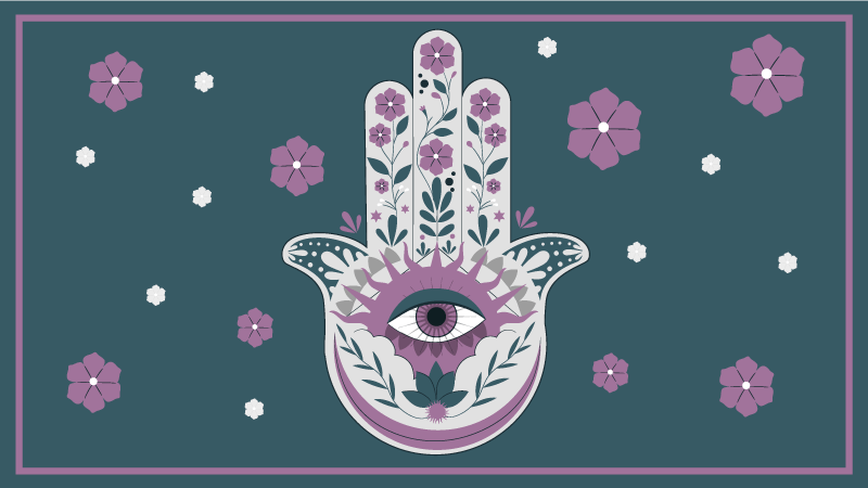 Hamsa hand stijl vinyl tapijt mandala - TenStickers