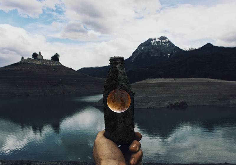 Fles maan uitzicht vinyl tapijt natuur - TenStickers