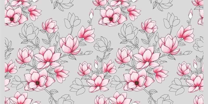 Vinyl tapijt Bloemen en planten Meerdere roze magnolia - TenStickers