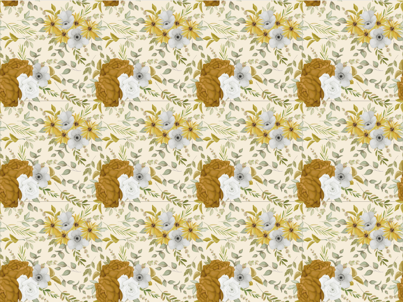 Botanical Leafy Design Vinyl tapijt Bloemen en planten - TenStickers