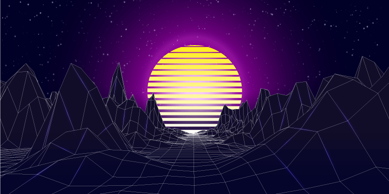 Retro-futuristisch landschap vinyl tapijt modern - TenStickers