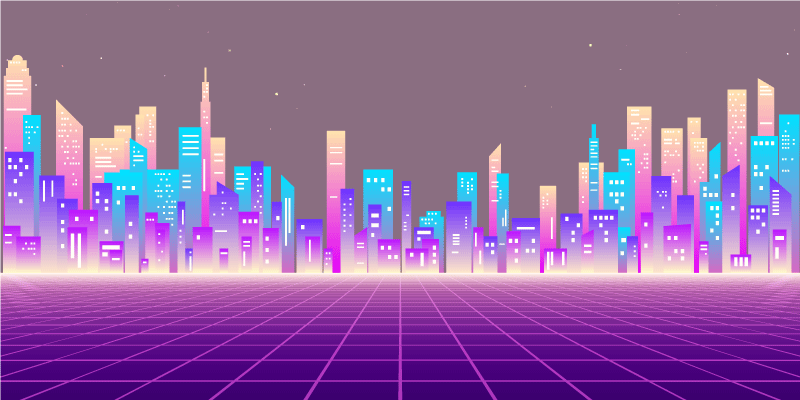 Neon stadsgezicht horizon vinyl tapijt modern - TenStickers