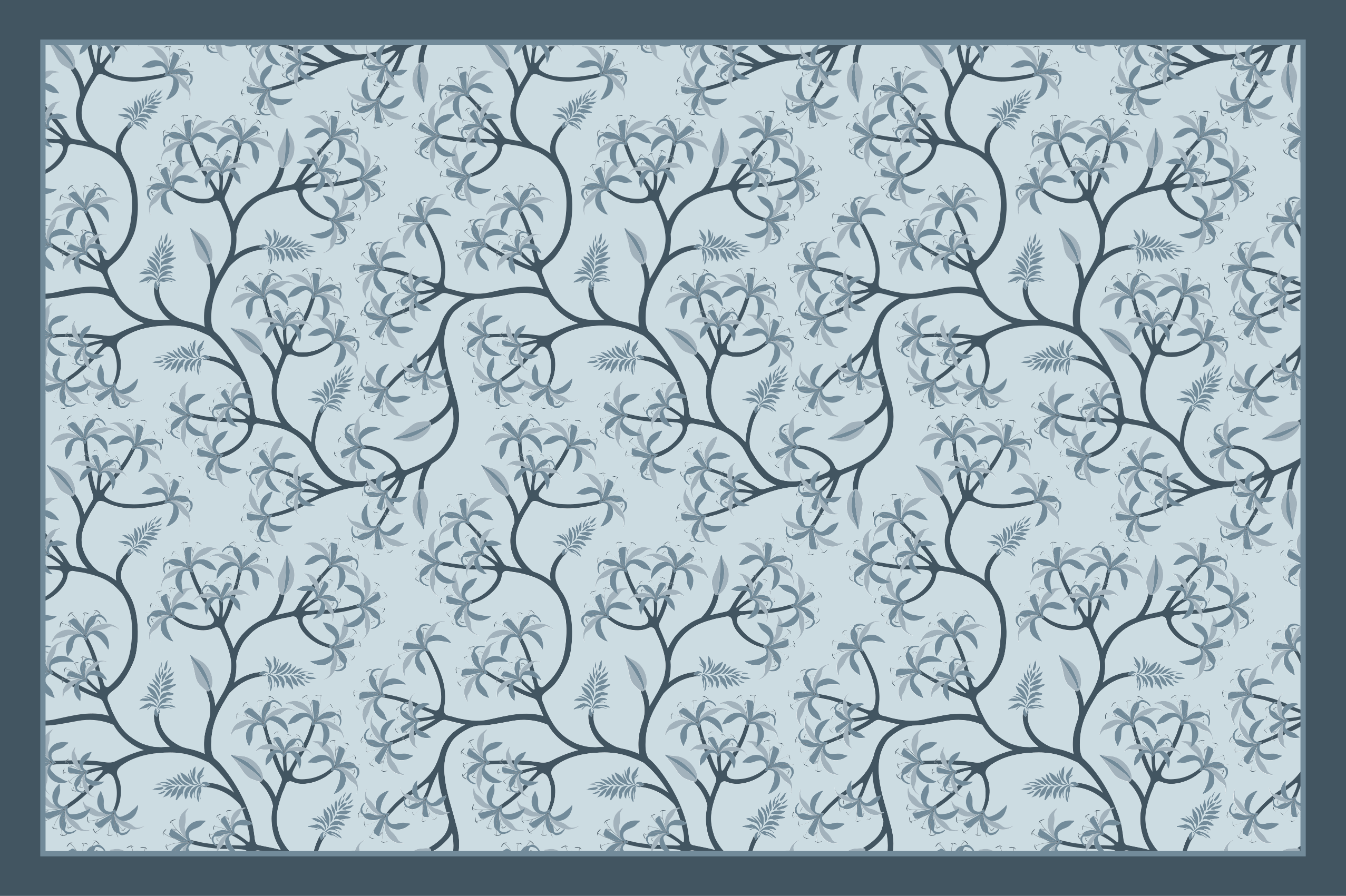 Botanisch silhouetpatroon vinyl tapijt bloemen en planten - TenStickers