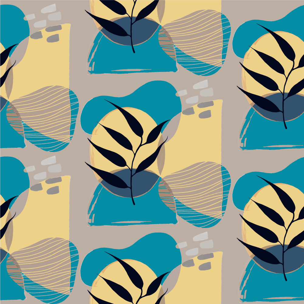 Abstract botanisch patroon vinyl tapijt bloemen en planten - TenStickers