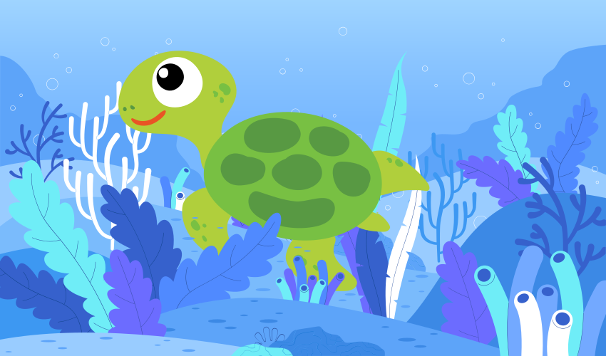 Vrolijk schildpadzeegezicht vinyl tapijt kind - TenStickers