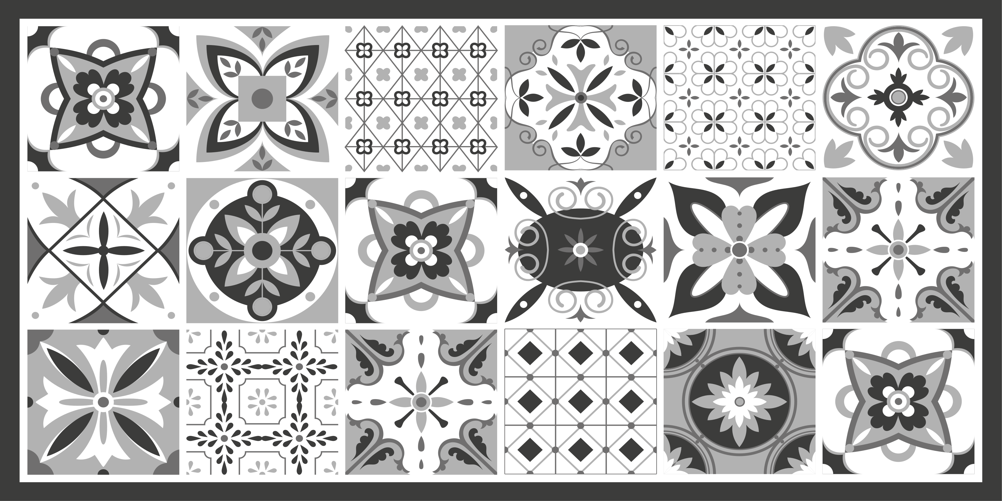 Tegelensemble met patroon vinyl tapijt tegels - TenStickers