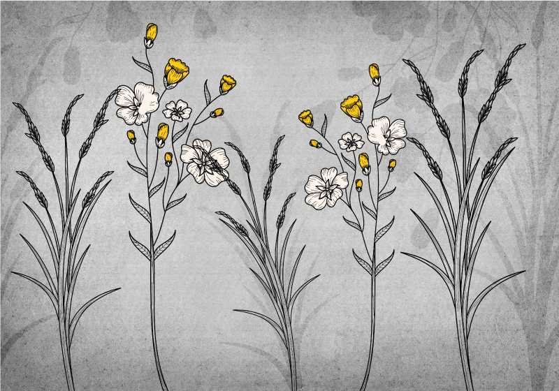 Natuur vinyl tapijt Grijze planten in scandinavische stijl - TenStickers