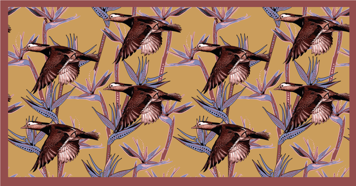 Vliegende eendenpatroon dieren vinyl tapijt - TenStickers