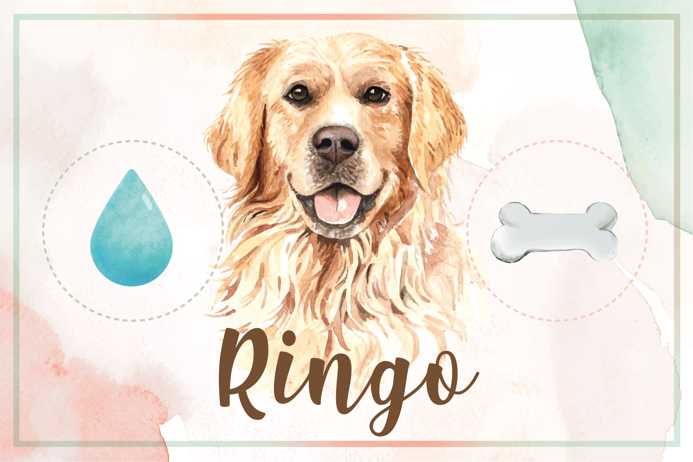Vinyl vloerkleed golden retriever water en voer - TenStickers