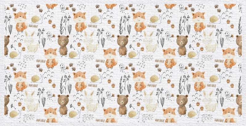 Vinyl tapijt bospatroon herfst met dieren - TenStickers