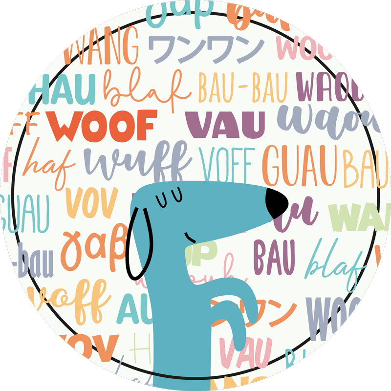 Rond vinyl tapijt van hond en teksten - TenStickers