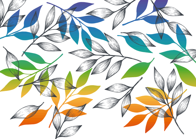 Regenboog kleuren plant bladeren vinyl tapijt - TenStickers