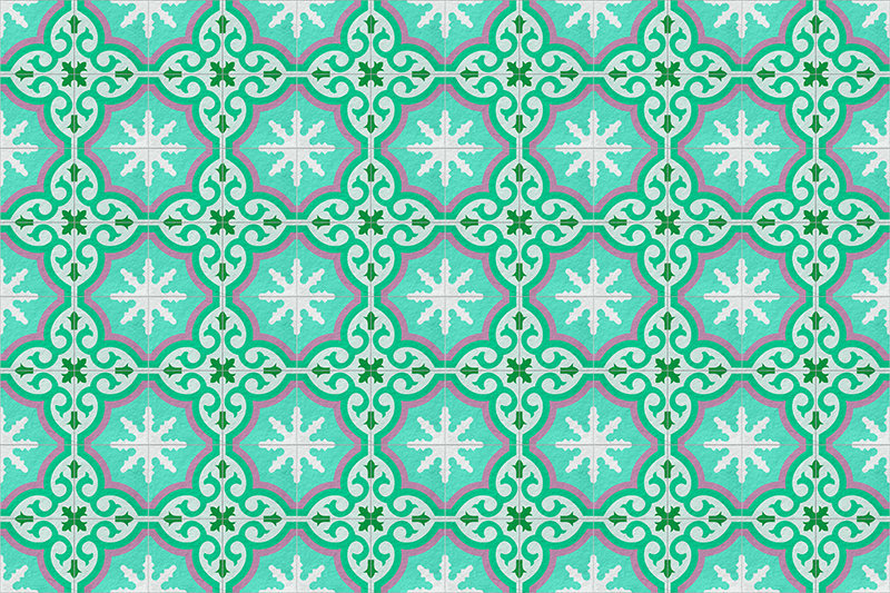 Groene hydraulische tegel patroon vinyl tapijt - TenStickers