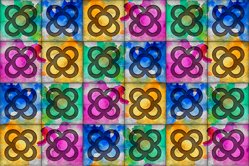 Kleurrijke tegels vinyl tapijt - TenStickers