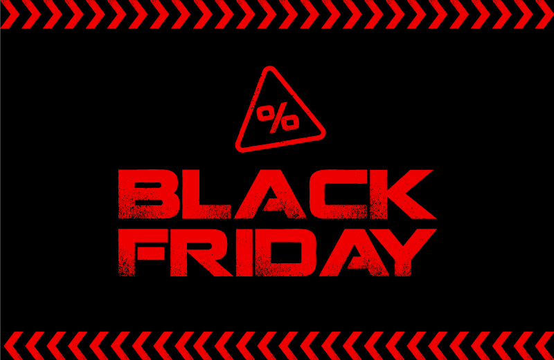 Black Friday zwart vinyl tapijt rode letters - TenStickers