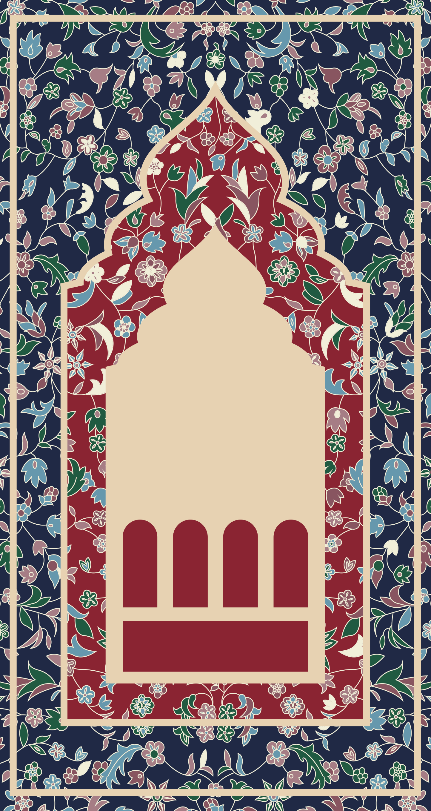 Bloempatroon Perzische Rechthoekig vinyl tapijt - TenStickers