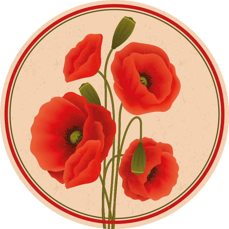 Rode klaprozen Vinyl tapijt Bloemen en planten - TenStickers