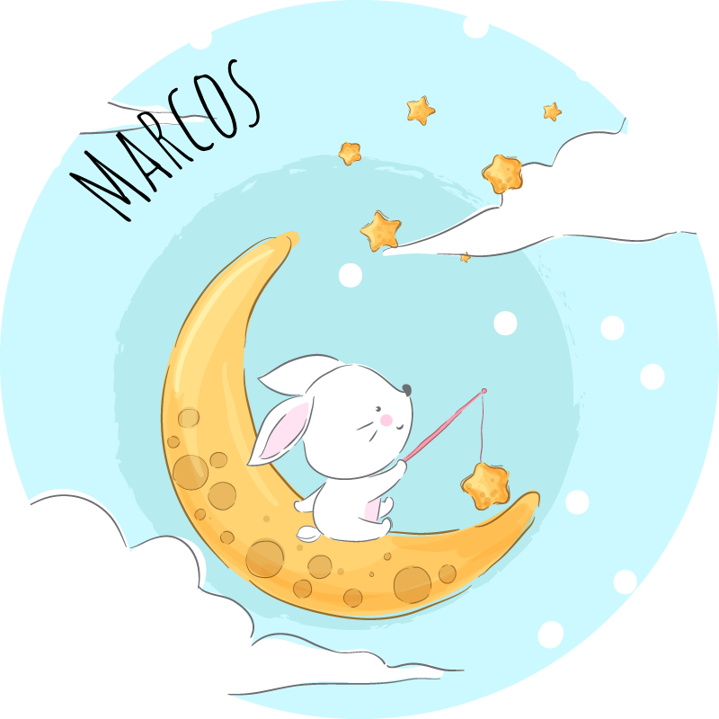 Maanlicht vissen vinyl tapijt met naam - TenStickers