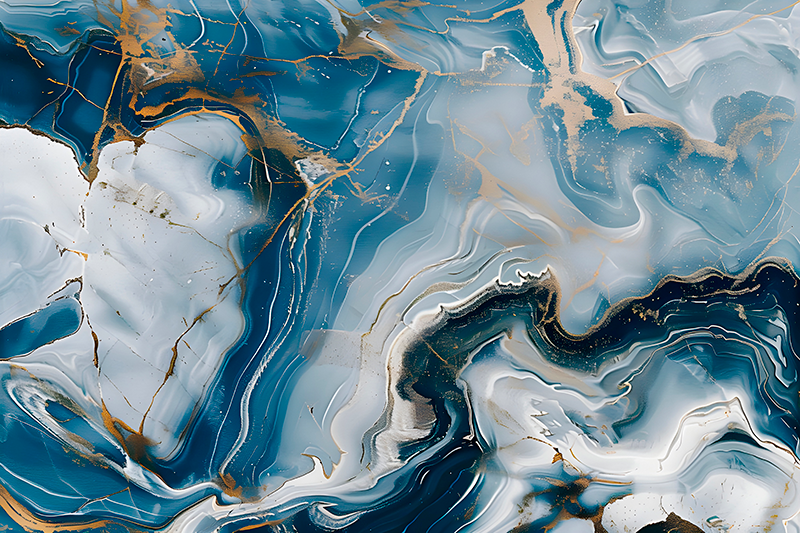 Marineblauwe en witte kleuren marmeren vinyl tapijt - TenStickers