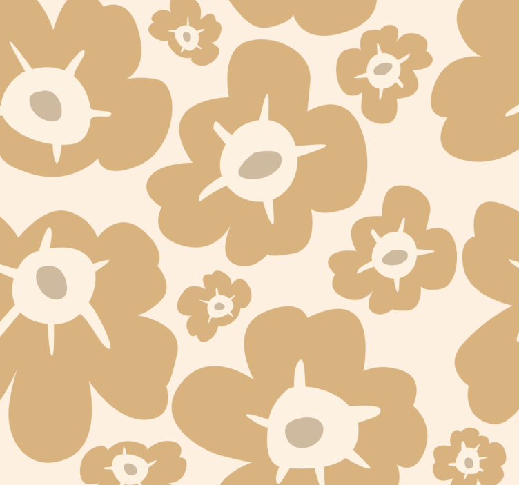 Beige klaprozen behang bloemen - TenStickers