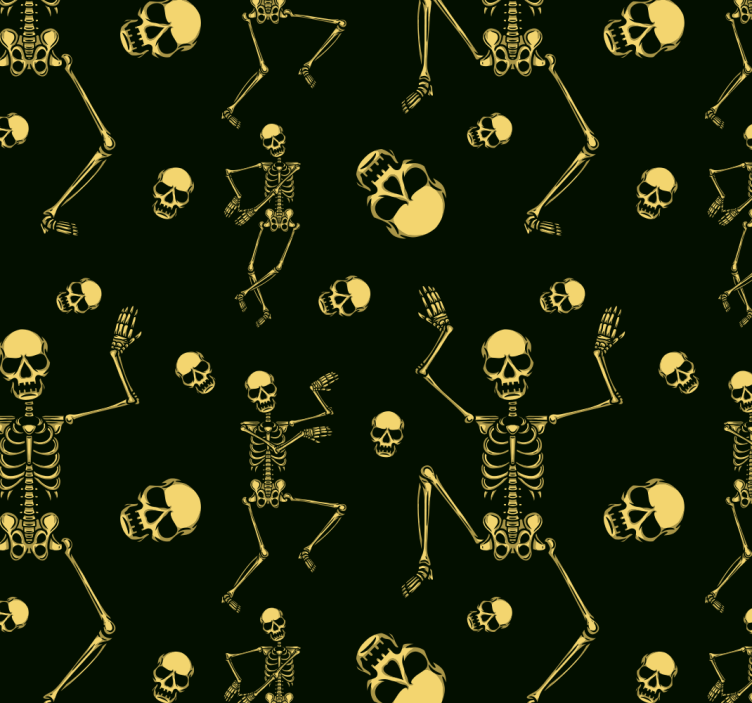 Zwart skeletten ontwerp halloween behang - TenStickers
