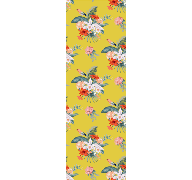 Boeket op gele achtergrond behang bloemen - TenStickers